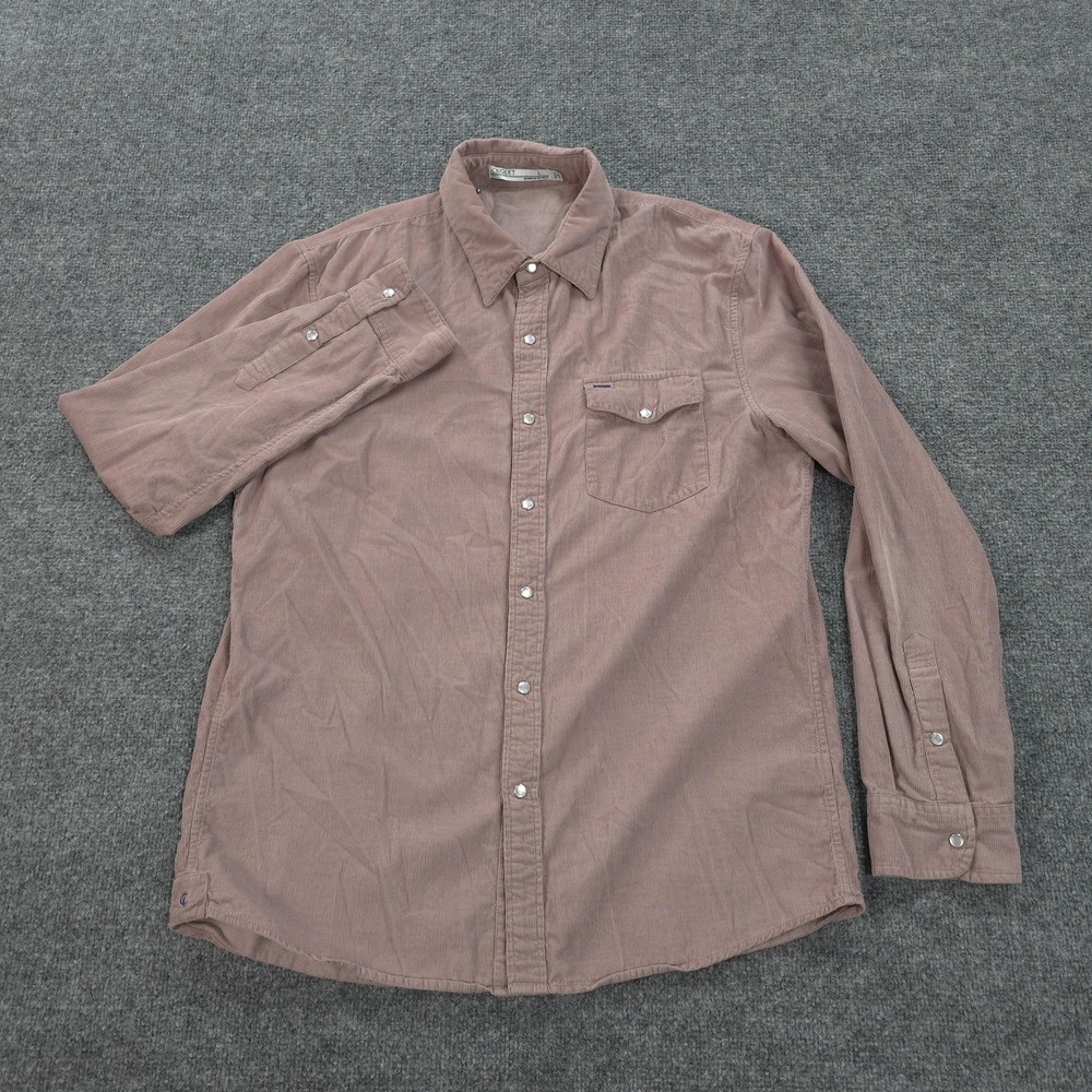 Criquet Shirt Mens Large Pink Corduroy Pearl Snap Western Button Up Casual Prep - Picture 2 of 11